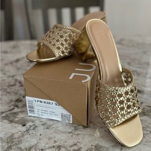 Women's Gold Slide Sandals